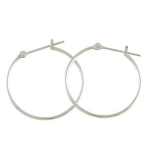 K14WG ピアス フープ パイプ 2×15 14金 K14ホワイトゴールド シルバー