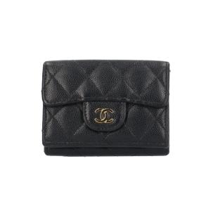 シャネル クラシック スモール フラップ ウォレット マトラッセ 三つ折り財布 キャビアスキン AP0230 レディース CHANEL 中古