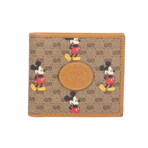 グッチ ディズニーコラボ ミニウォレット マイクロ GGスプリーム 二つ折り財布 GGスプリームキャンバス 602549 レディース GUCCI 中古