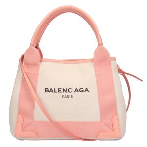 バレンシアガ BALENCIAGA カバXS ネイビー ショルダーバッグ キャンバス ベージュ レディース 中古 美品｜rk-y