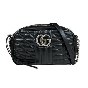 グッチ GGマーモント ショルダーバッグ レザー 447632 ブラック レディース GUCCI 中古