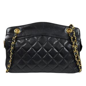 シャネル マトラッセ ショルダーバッグ ラムスキン ブラック レディース CHANEL 中古