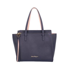 サルヴァトーレフェラガモ エイミー トートバッグ レザー ネイビー レディース Salvatore Ferragamo 中古 美品｜rk-y