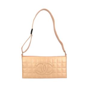 シャネル チョコバー ショルダーバッグ レザー ゴールド レディース CHANEL 中古｜rk-y