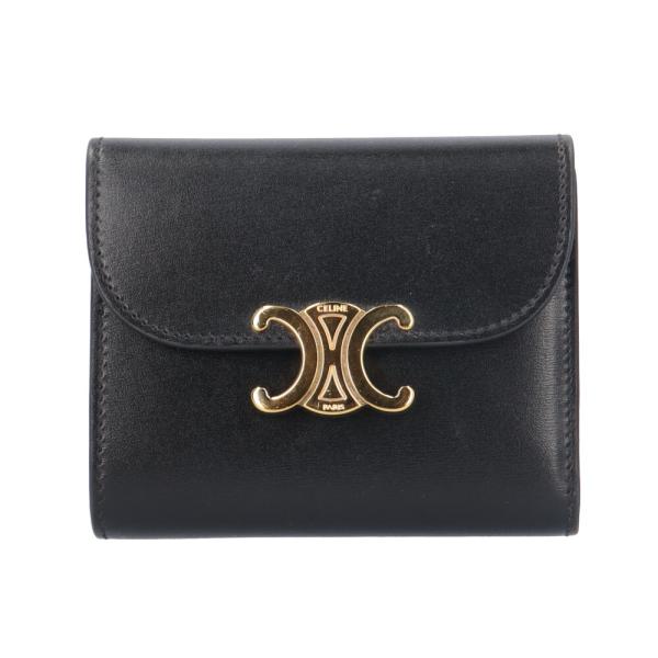 セリーヌ スモールフラップウォレット トリオンフ 三つ折り財布 レザー 10D783DPV.38NO...