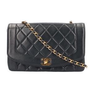 シャネル ダイアナ チェーン ショルダーバッグ レザー ブラック CHANEL 中古｜rk-y