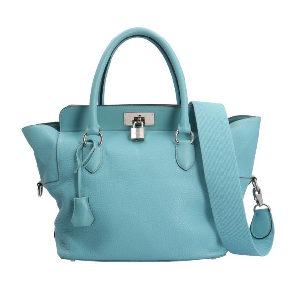 エルメス ツールボックス26 ショルダーバッグ ヴォースイフト ブルー レディース HERMES 中...