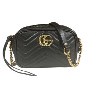 グッチ GGマーモント ショルダーバッグ レザー 448065 ブラック レディース GUCCI 中古