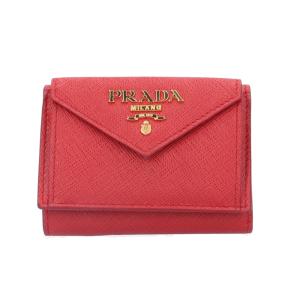 プラダ サフィアーノ 三つ折り財布 レザー 1MH021 レディース PRADA 中古 美品