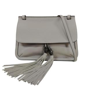 グッチ デイリー バンブー ショルダーバッグ レザー 370826 グレー レディース GUCCI 中古