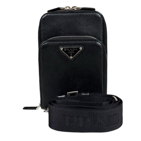 プラダ サフィアーノ ショルダーバッグ レザー 2ZH126 ブラック ユニセックス PRADA 中...