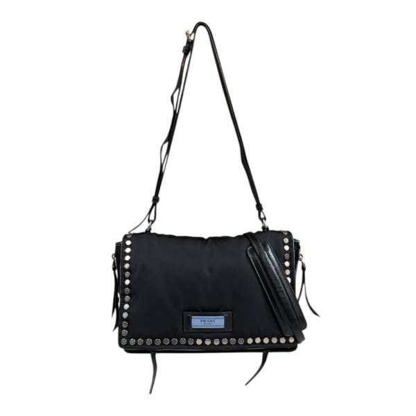 プラダ エティケット ショルダーバッグ ナイロン 1BD081 ブラック レディース PRADA 中...