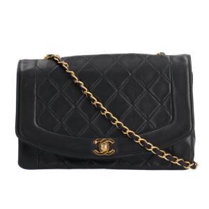 シャネル ダイアナ ショルダーバッグ ラムスキン ブラック レディース CHANEL 中古｜rk-y