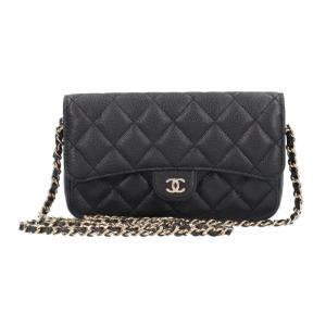 シャネル フォンケース マトラッセ ショルダーバッグ キャビアスキン ブラック レディース CHANEL 中古 美品