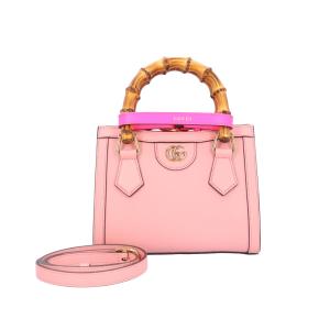 グッチ ダイアナミニトート バンブー ショルダーバッグ レザー 655661 520981 ピンク レディース GUCCI 中古 美品｜rk-y