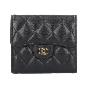シャネル クラシックスモールフラップウォレット マトラッセ 三つ折り財布 キャビアスキン AP0231 レディース CHANEL 中古 美品
