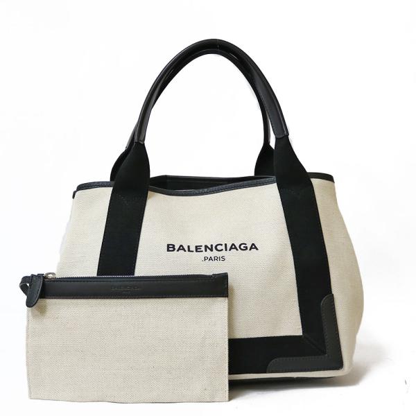 BALENCIAGA バレンシアガ ネイビーカバ S トートバッグ スモールサイズ 白 黒 ホワイト...