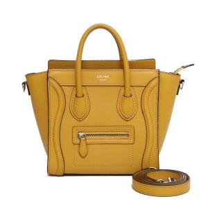 CELINE セリーヌ ショルダーバッグ ハンドバッグ ラゲージ　ナノ レザー イエロー 中古｜rk-y