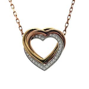 カルティエ トリニティハート ネックレス 18金 K18ピンクゴールド ダイヤモンド レディース CARTIER 中古 美品
