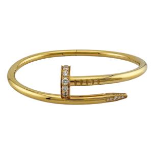カルティエ ジュストアンクル バングル 18金 K18イエローゴールド ダイヤモンド レディース CARTIER 中古 美品