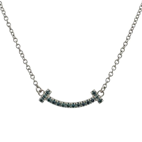 ティファニー Tスマイル ネックレス 18金 K18ホワイトゴールド ブルートパーズ レディース T...