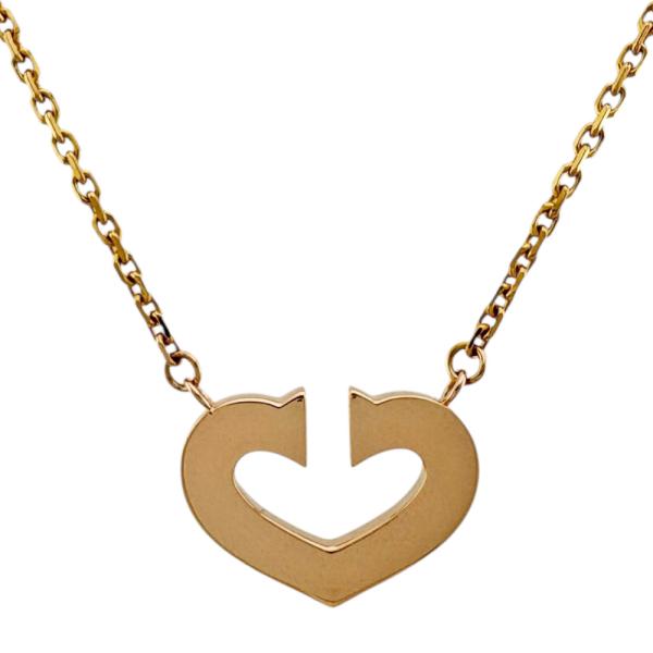 カルティエ Cハート ネックレス 18金 K18ピンクゴールド レディース CARTIER 中古 美...