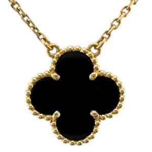 ヴァンクリーフ＆アーペル ヴィンテージ アンハンブラ ネックレス 18金 K18イエローゴールド オニキス レディース 中古 美品