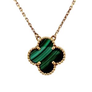 ヴァンクリーフ＆アーペル ヴィンテージ アンハンブラ ネックレス 18金 K18 マラカイト レディース Van Cleef & Arpels 中古 美品