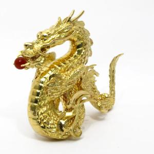 龍 置物 K18 めのう 竜 リュウ ドラゴン...の詳細画像1