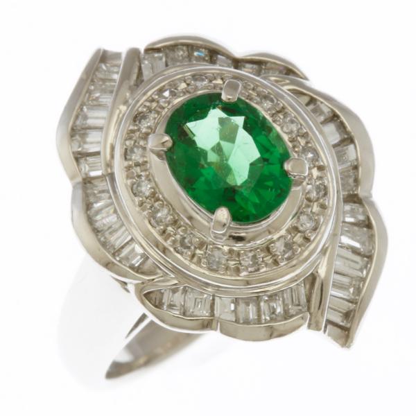 リング 指輪 8号 大ぶり 鑑別書 Pt900プラチナ トルマリン 0.859ct ダイヤモンド 0...