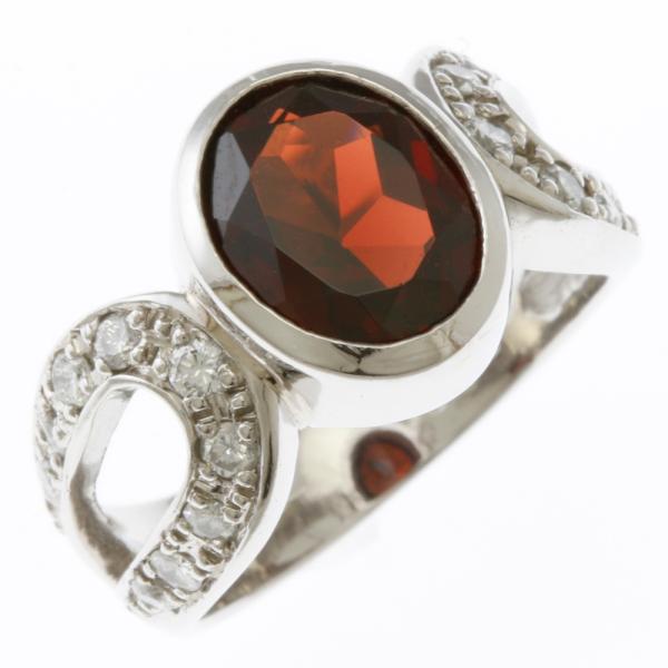 リング 指輪 11号 Pt900プラチナ ガーネット 3.10ct ダイヤモンド 0.38ct中古 ...