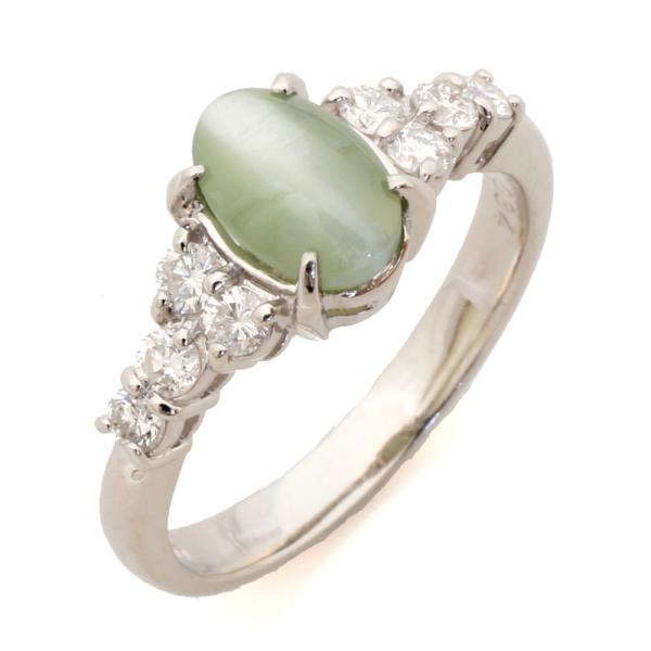 リング 指輪 11.5号 Pt900プラチナ キャッツアイ 1.48ct ダイヤモンド 0.34ct...