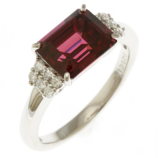 リング 指輪 11.5号 Pt900プラチナ ガーネット 3.11ct ダイヤモンド 0.20ct ...