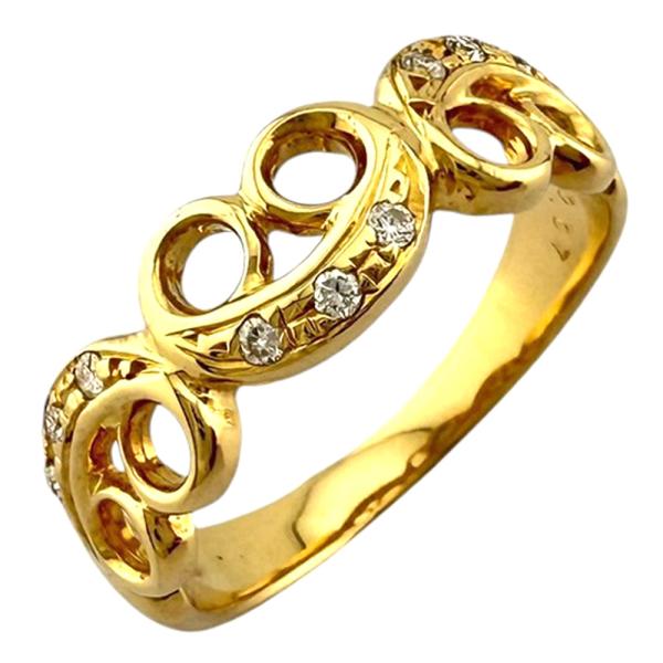 リング 指輪 10.5号 18金 K18イエローゴールド ダイヤモンド レディース  中古 美品