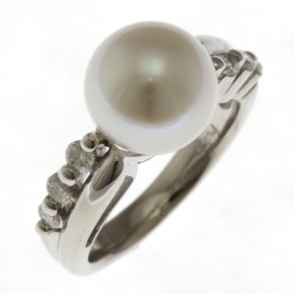 リング 指輪 11号 Pt900プラチナ パール ダイヤモンド 0.31ct レディース 中古 美品