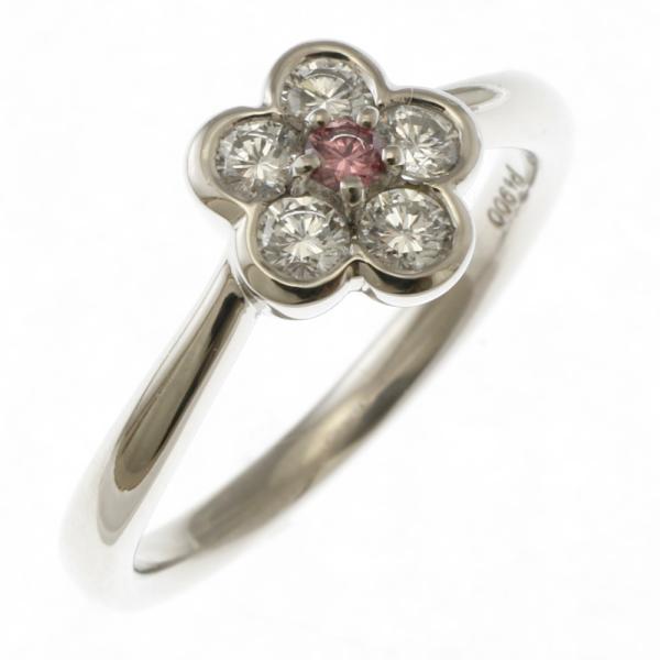リング 指輪 11.5号 花 フラワー Pt900プラチナ ダイヤモンド 0.354ct中古 美品
