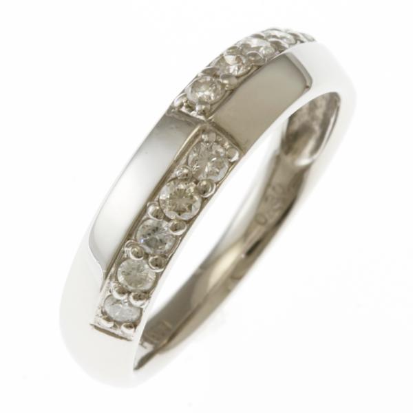 リング 指輪 12号 クロス Pt900プラチナ ダイヤモンド 0.30ct 中古 美品