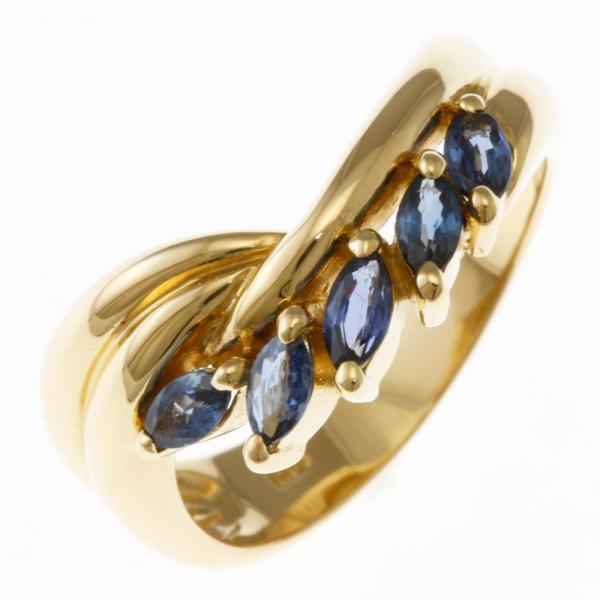 リング 指輪 11.5号 18金 K18イエローゴールド サファイア 0.53ct中古 美品