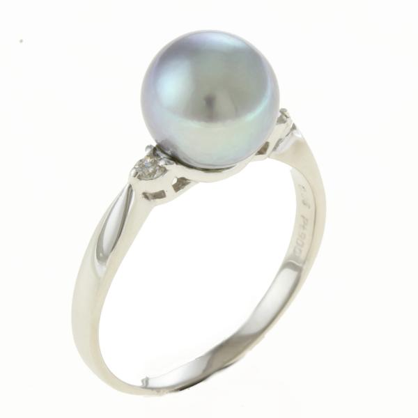 アコヤパール リング 指輪 11号 Pt900プラチナ パール ダイヤモンド 0.06ct中古 美品