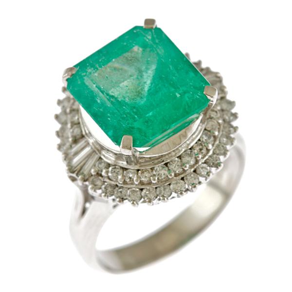 リング 指輪 12号 Pt900プラチナ エメラルド レディース  中古 美品