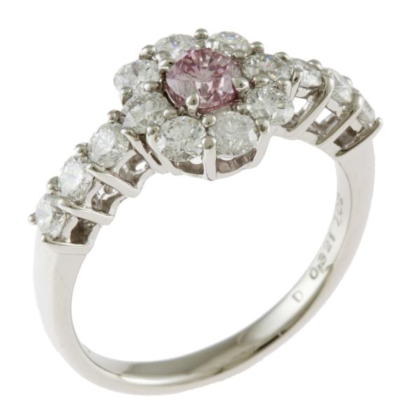 リング 指輪 12号 Pt900プラチナ ピンクダイヤモンド レディース  中古 美品