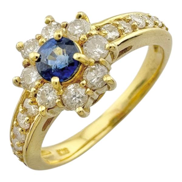 リング 指輪 12号 18金 K18イエローゴールド サファイア レディース  中古 美品