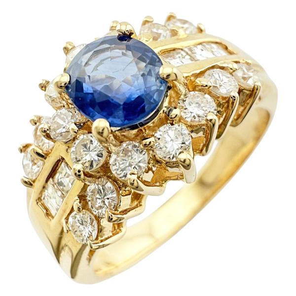 リング 指輪 13号 18金 K18イエローゴールド ダイヤモンド レディース  中古 美品