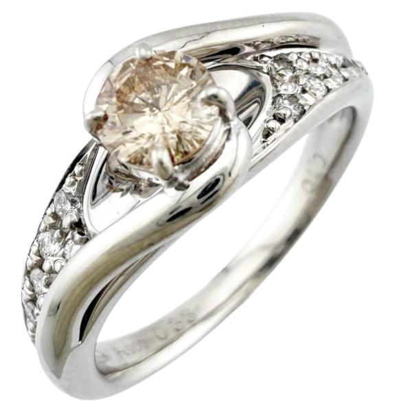 リング 指輪 12号 Pt900プラチナ ブラウンダイヤモンド レディース  中古 美品