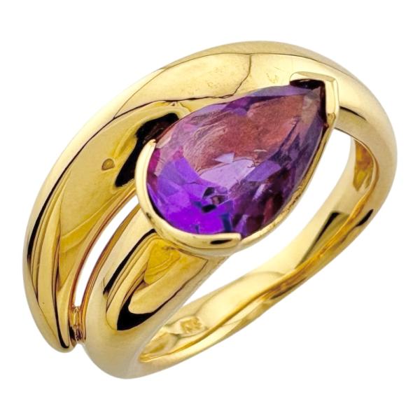 リング 指輪 11号 18金 K18イエローゴールド アメジスト レディース  中古 美品
