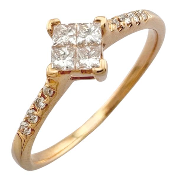 リング 指輪 14.5号 18金 K18ピンクゴールド ダイヤモンド レディース  中古 美品