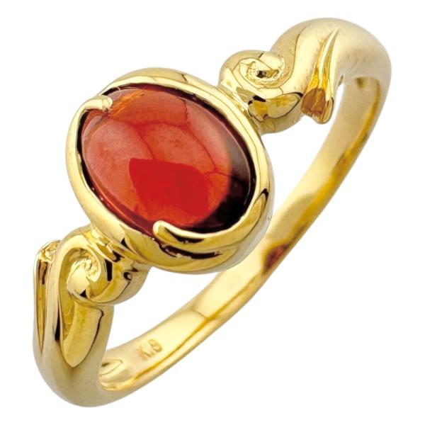 リング 指輪 14.5号 18金 K18イエローゴールド ガーネット レディース  中古 美品