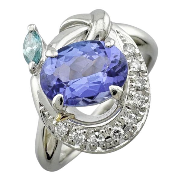 リング 指輪 12号 Pt900プラチナ タンザナイト レディース  中古 美品