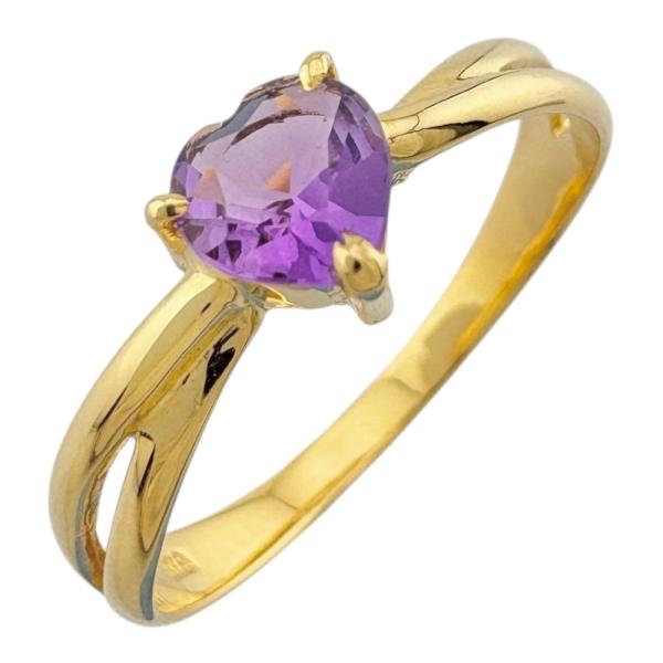 リング 指輪 14号 18金 K18イエローゴールド アメジスト レディース  中古 美品