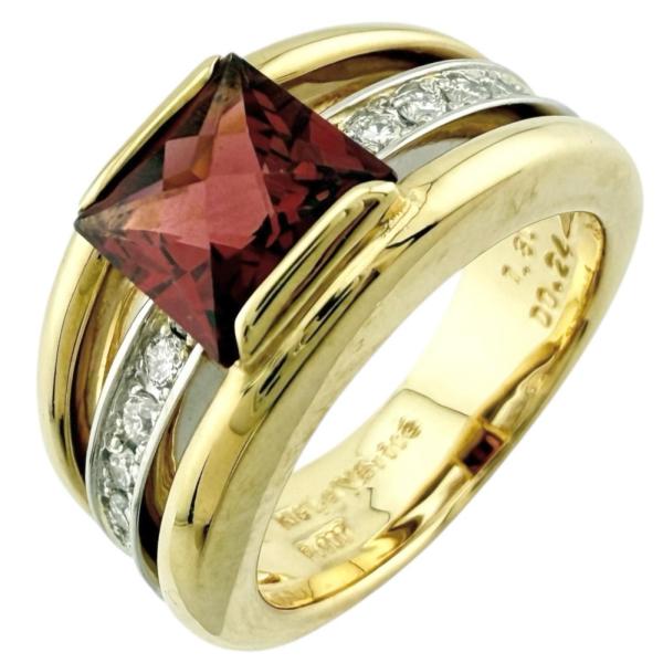 リング 指輪 12号 18金 K18イエローゴールド ガーネット レディース  中古 美品